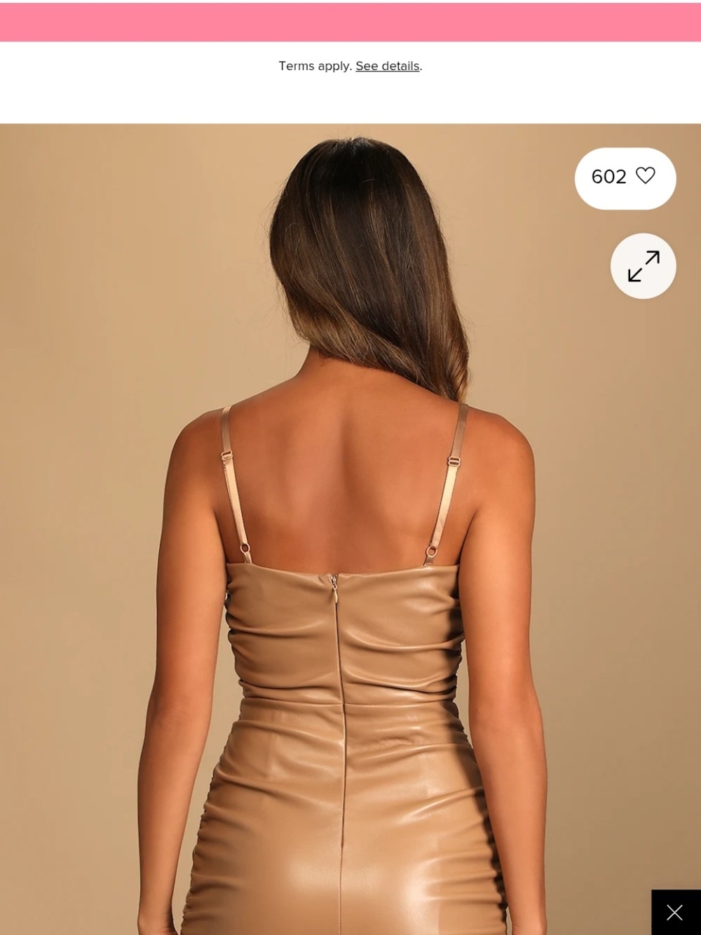 Lulu's Tan Faux Leather Bodycon Mini Dress - Picture 3 of 9